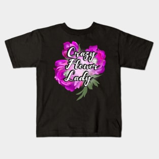 Crazy Flower Lady - pink Kids T-Shirt